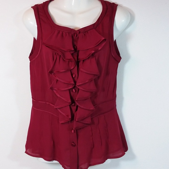 Nanette Lepore Tops - Nanette Lepore Sheer Dark Muted Red Top